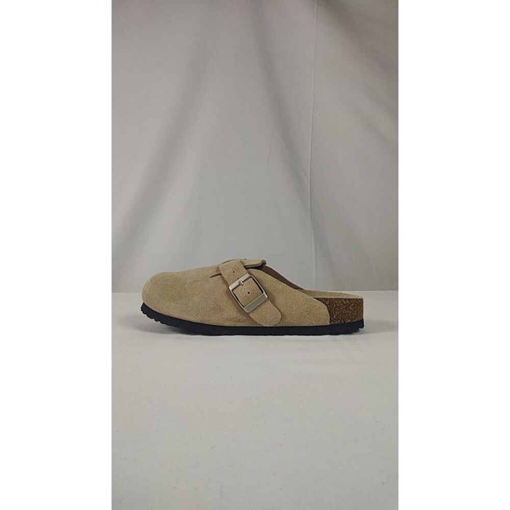Quince Beige Suede Slip-On Clog with Buckle